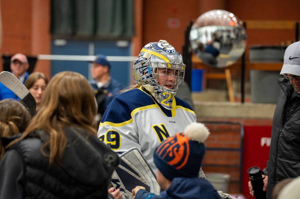 Brandon’s Kaitlyn Slator has a career record of 48-18-0, with a 1.76 goals-against average and a .923 save percentage playing in the Alberta Colleges Athletic Conference with the Northern Alberta Institute of Technology Ooks. (Courtesy NAIT)