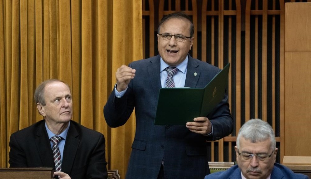Liberal MP for Brampton Centre Shafqat Ali rises during Statements before Question Period, Thursday, November 30, 2023 in Ottawa. MPs returning from a visit to the West Bank argue Canada needs to do more to prevent escalating tensions between Palestinians and Israelis, as they recount distressing scenes from the occupied territories. THE CANADIAN PRESS/Adrian Wyld