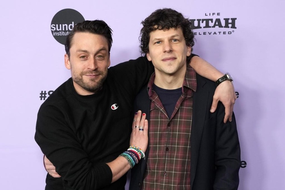 Kieran Culkin, left, and Jesse Eisenberg attend the premiere of