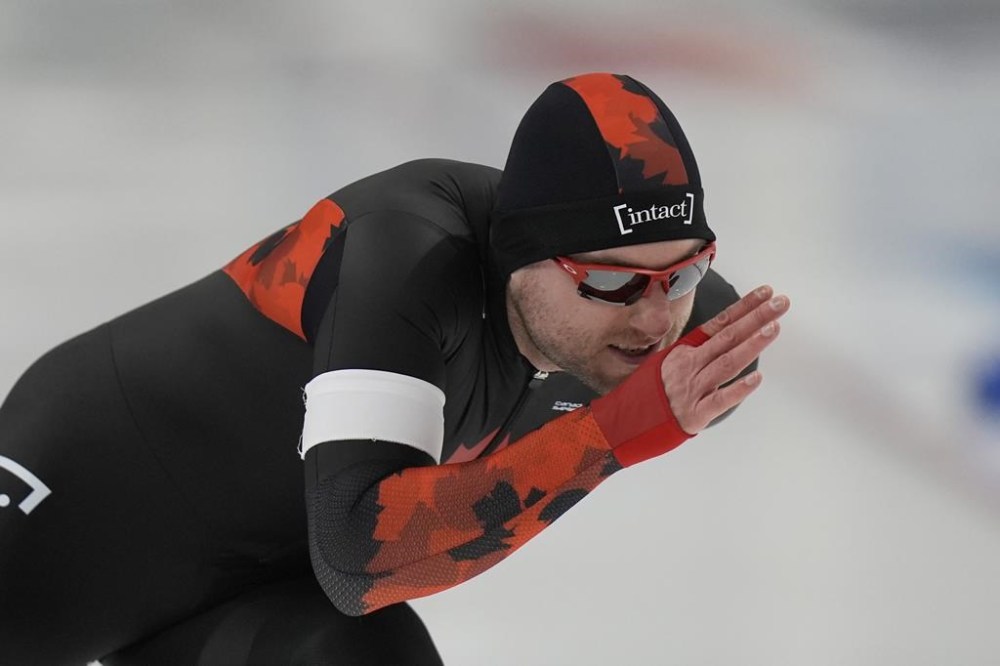 Canada's Laurent Dubreuil competes during the men's 500 metres at the Four Continents speedskating championships Saturday, Jan. 20, 2024, in Kearns, Utah. THE CANADIAN PRESS/AP, Rick Bowmer