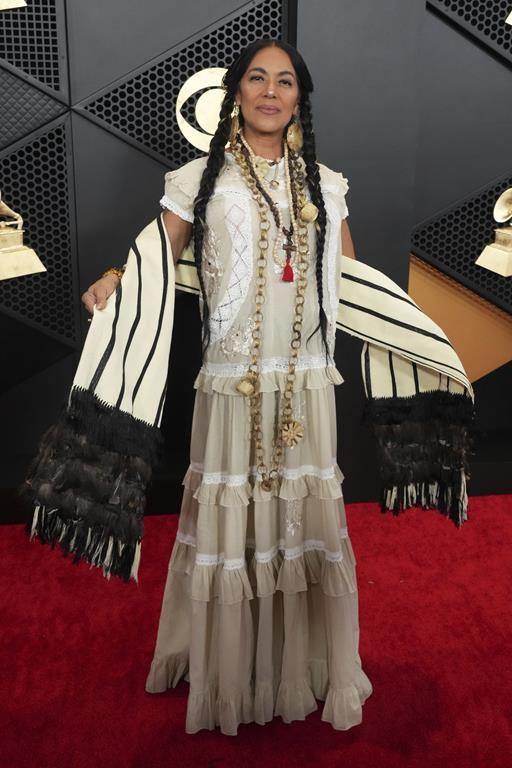 Lila Downs arrives at the 66th annual Grammy Awards on Sunday, Feb. 4, 2024, in Los Angeles. (Photo by Jordan Strauss/Invision/AP)