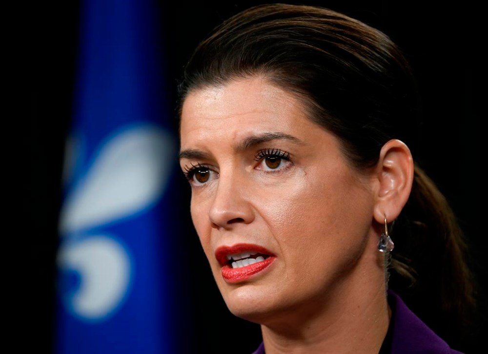 Quebec Deputy premier and Transport Minister Geneviève Guilbault makes an announcement, Friday, Nov. 3, 2023, in Quebec City. The parents of a woman who was killed in a car crash say Quebec's governing Coalition Avenir Québec political party offered access to the provincial transport minister for $100 per person. THE CANADIAN PRESS/Jacques Boissinot