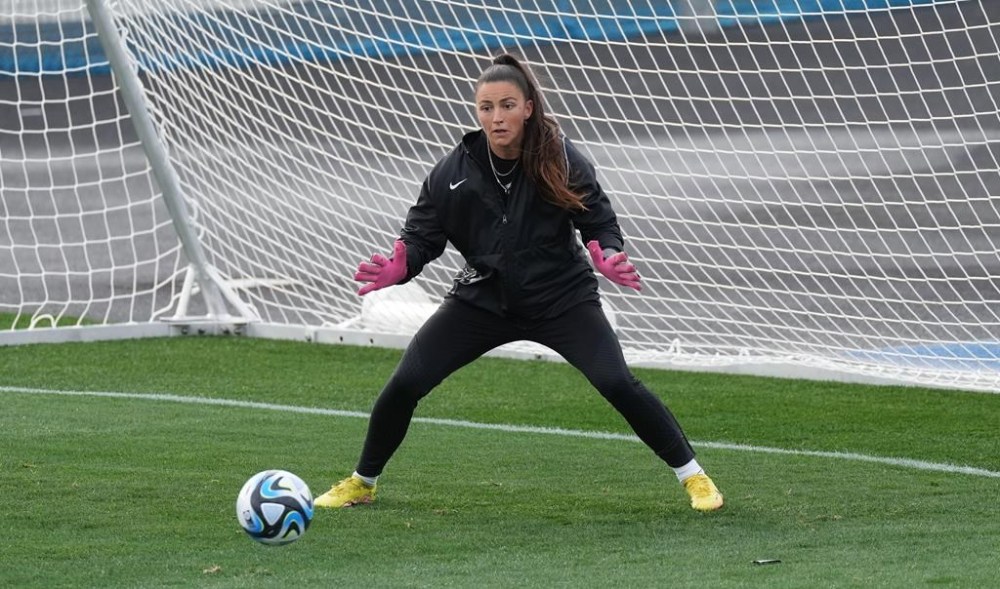 Canada goalkeeper Lysianne Proulx works during a training session ahead of the FIFA Women's World Cup in Melbourne, Australia, Thursday, July 20, 2023. Bay FC has acquired Proulx in a deal with Australia's Melbourne City FC.THE CANADIAN PRESS/Scott Barbour