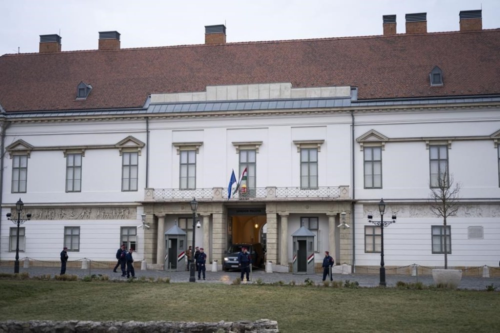 A general view of Sandor Palace, office of the Hungarian President in Budapest, Saturday, Feb. 10, 2024. Hungary’s conservative president Katalin Novák has resigned amid public outcry over a pardon she granted to a man convicted as an accomplice in a child sexual abuse case, a decision that unleashed an unprecedented political scandal for the long-serving nationalist government. (AP Photo/Denes Erdos)