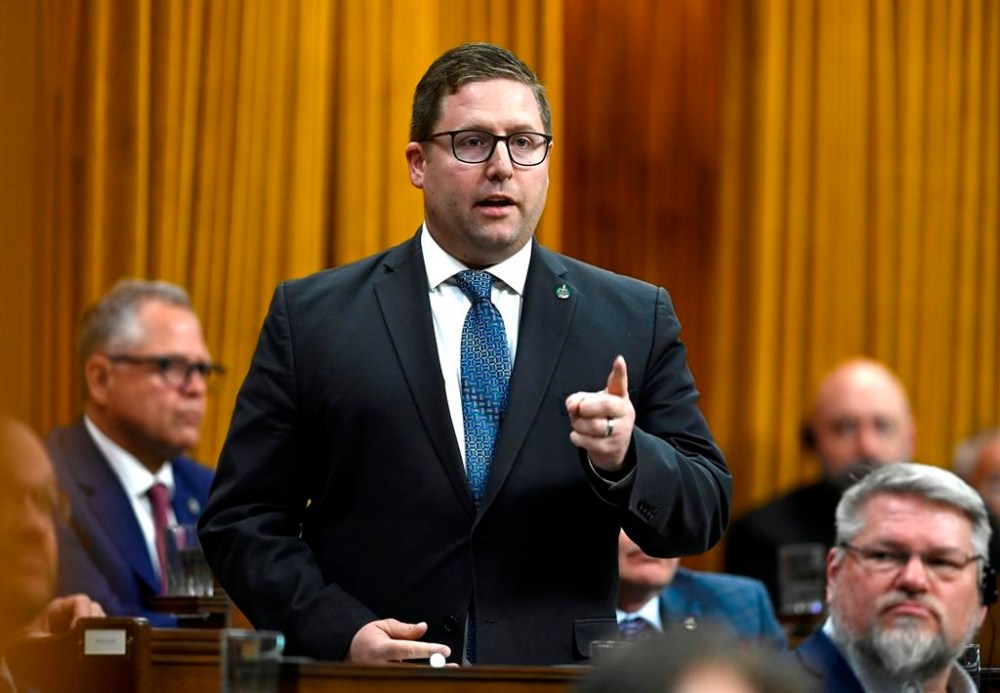 Conservative and NDP MPs backed a 2022 amendment to the Online Streaming Act, introduced by Tory MP John Nater, pictured, and opposed by the governing Liberals, that allowed Canada's private broadcasters to save $120 million a year in regulatory fees. But the Conservatives are now blaming the Liberals for last week's job cuts at BCE Inc. and urging them to claw back some of the federal relief. Nater rises to respond to a question during question period in the House of Commons on Parliament Hill in Ottawa on Tuesday, March 7, 2023. THE CANADIAN PRESS/Justin Tang