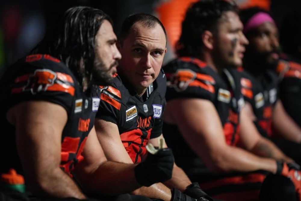 CFL free agency is set to open Tuesday with much of the guesswork seemingly having already been done. B.C. Lions defensive lineman Mathieu Betts, second left, talks with David Menard, left, as they sit on the bench after the third quarter of a CFL football game against the Calgary Stampeders, in Vancouver, B.C., Friday, Oct. 20, 2023. THE CANADIAN PRESS/Darryl Dyck