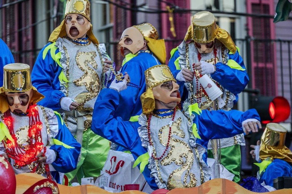 The Krewe of Proteus parades in New Orleans for Lundi Gras, Monday, Feb. 12, 2024. (Chris Granger/The Times-Picayune/The New Orleans Advocate via AP)