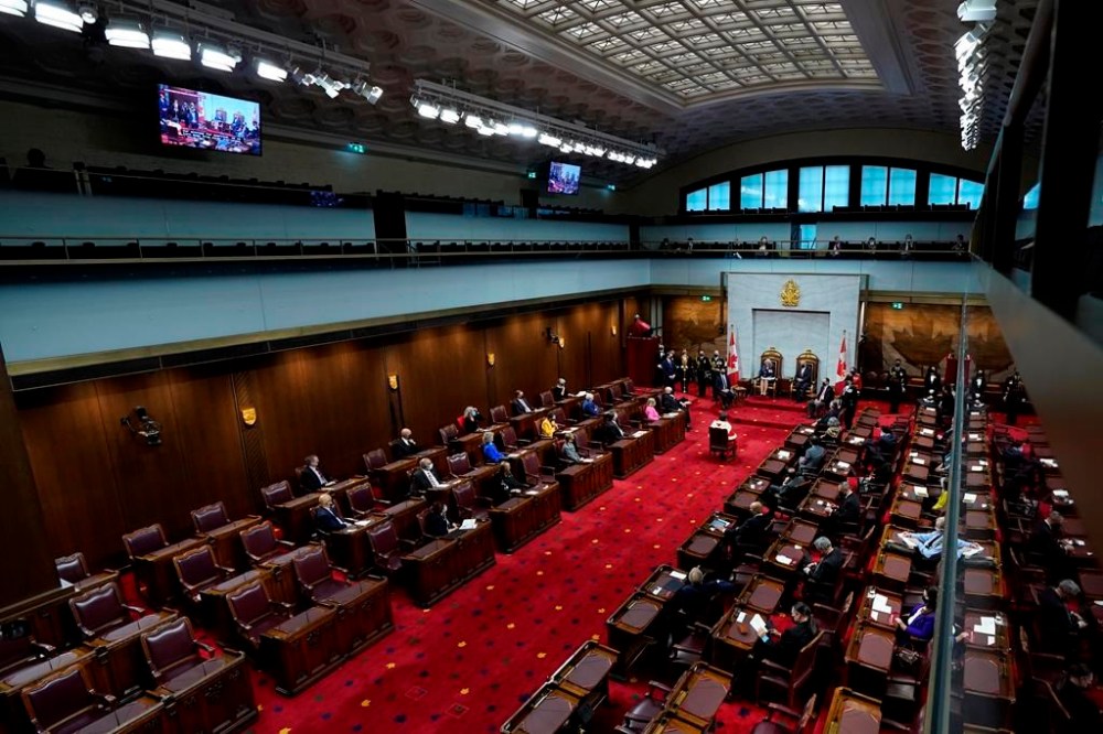 Prime Minister Justin Trudeau has announced the appointment of Manuelle Oudar as Canada's newest senator from Quebec. An overall view of the Senate is shown in Ottawa, Tuesday, Nov. 23, 2021. THE CANADIAN PRESS/Adrian Wyld