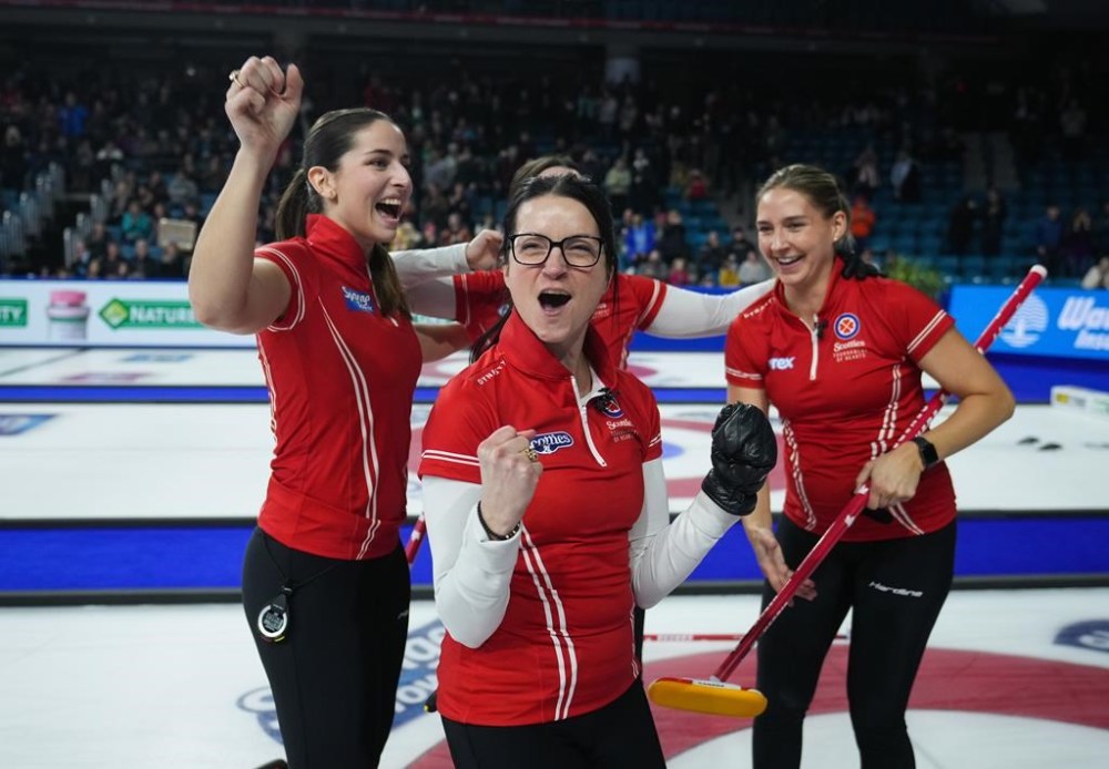 Team Canada skip Kerri Einarson celebrates after defeating Manitoba during the final at the Scotties Tournament of Hearts, in Kamloops, B.C., on Sunday, February 26, 2023.
Einarson agrees with a saying in sport that it is more difficult to stay on top than to get there.THE CANADIAN PRESS/Darryl Dyck