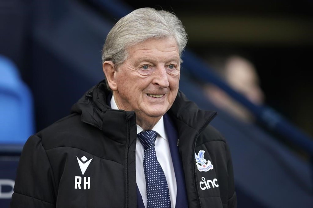 FILE - Crystal Palace's head coach Roy Hodgson waits for the start of the English Premier League soccer match between Manchester City and Crystal Palace at the Etihad Stadium in Manchester, England, Saturday, Dec.16, 2023. Crystal Palace manager Roy Hodgson is in a stable condition in hospital after he became ill during training on Thursday, Feb. 15, 2024, the club said. (AP Photo/Dave Thompson, File)