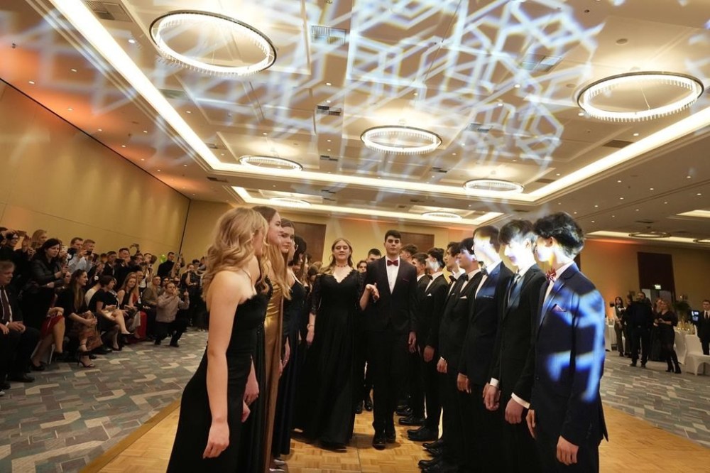 Students of Warsaw's Mikolaj Rej high school dance Poland's national polonaise dance to open their pre-graduation ball in Warsaw, Poland, on Feb. 3, 2024. Once banned by rulers dispatched from Moscow, Poland's stately polonaise dance that nurtured the country's spirit even through the dark years of its partition is now honored by the United Nations' education and culture agency, UNESCO. (AP Photo/Czarek Sokolowski)