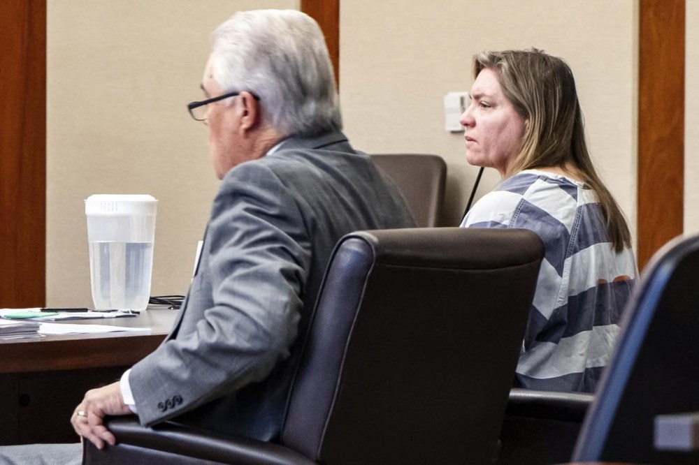 Defendant Jodi Hildebrandt looks on during court Tuesday, Feb. 20, 2024, in St. George, Utah. Hildebrandt, a Utah mental health counselor who had been hired to work with Rudy Franke's youngest son before going into business with Franke, received a prison sentence of up to 60 years. Franke and Hildebrandt had each pleaded guilty to four counts of aggravated child abuse for trying to convince Franke’s two youngest children that they were evil, possessed and needed to be punished to repent. (Sheldon Demke/St. George News via AP, Pool)