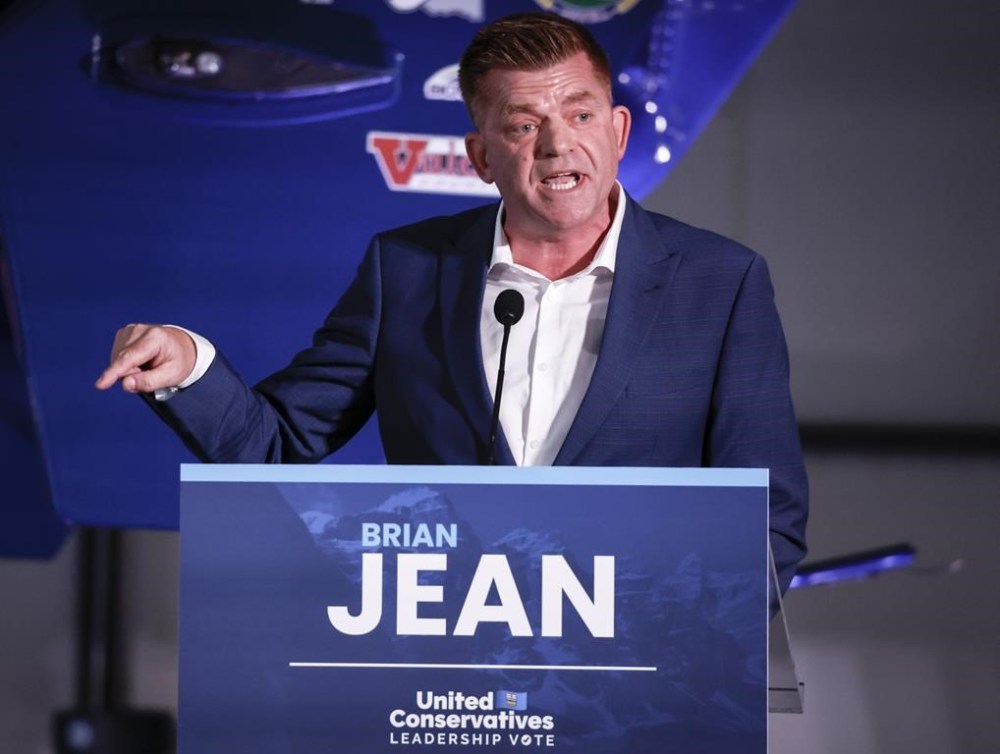 Brian Jean gestures during a leadership debate in Medicine Hat, Alta., Wednesday, July 27, 2022. Alberta's energy regulator will accept an application and open hearings into a controversial open-pit coal mine on the southern slopes of the province's Rocky Mountains.THE CANADIAN PRESS/Jeff McIntosh