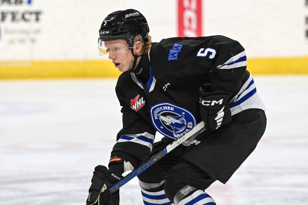 Josh Fluker of Boissevain wasn't expecting a trade, but the former Swift Current Broncos defenceman became a member of the Wenatchee Wild on Jan. 4. (Russ Alman/Wenatchee Wild)