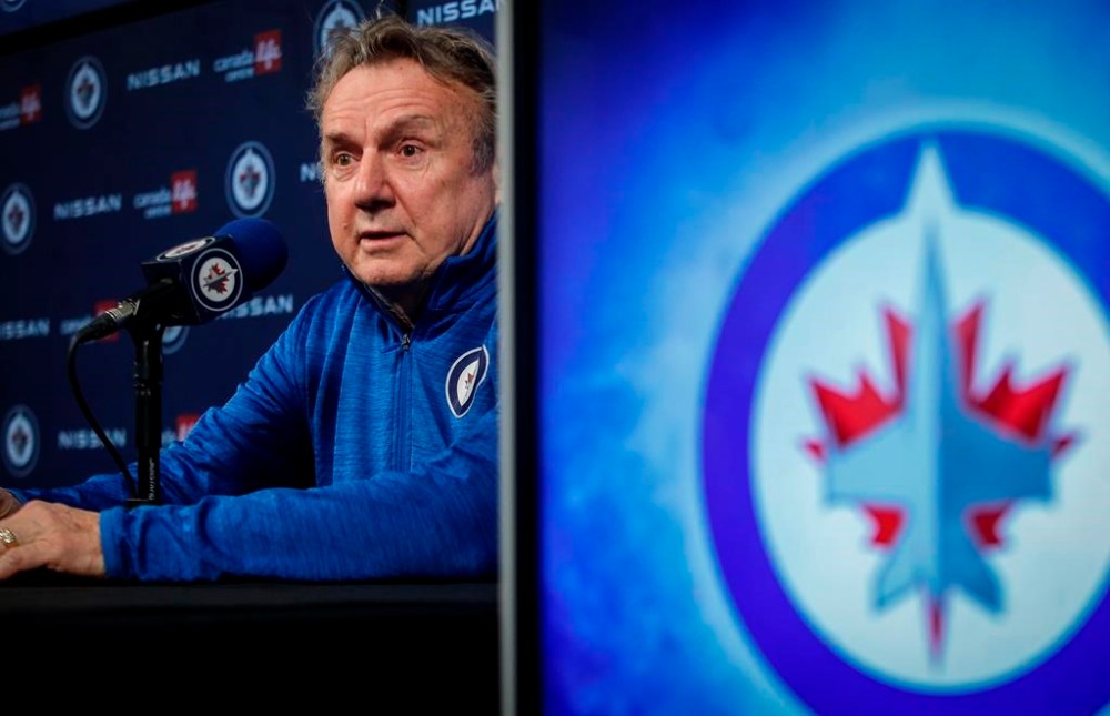 Winnipeg Jets head coach Rick Bowness joins Rick Tocchet of the Vancouver Canucks and Andrew Brunette of the Nashville Predators as finalists for this season's Jack Adams Award. Bowness speaks to media during post playoff press conference in Winnipeg, Thursday, May 2, 2024. THE CANADIAN PRESS/John Woods