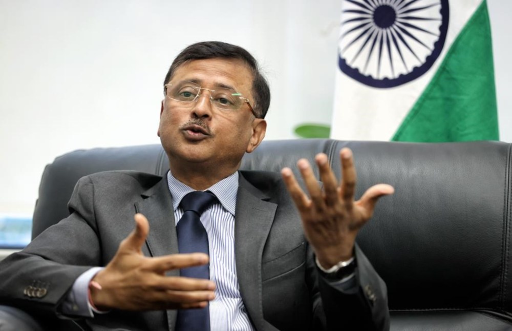 High Commissioner of India to Canada Sanjay Kumar Verma speaks to reporters during an interview in Ottawa on Thursday, August 31, 2023. Kumar says Canadians need to rebuild the country's brand as a destination for bright minds, after exploitation of international students led to multiple deaths. THE CANADIAN PRESS/ Patrick Doyle