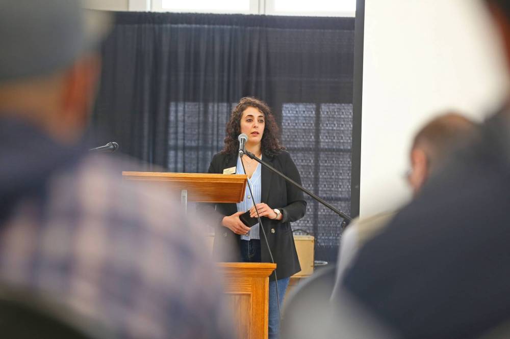 Community Futures Westman director Rand Tashman addresses participants at Wednesday’s workshop. (Submitted)