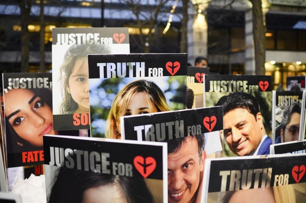 The Supreme Court of Canada will not hear a bid by victims' families who are trying to enforce a $107-million judgment against Iran over its downing of a passenger jet. Members of the Iranian community gather and grieve on the fourth anniversary of the downing of Ukraine International Airlines Flight PS752, in Toronto on Sunday, Jan. 7, 2024. THE CANADIAN PRESS/Christopher Katsarov