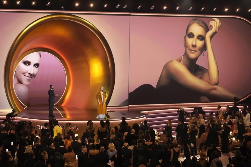Celine Dion presents the award for album of the year during the 66th annual Grammy Awards on Sunday, Feb. 4, 2024, in Los Angeles. THE CANADIAN PRESS/AP-Chris Pizzello