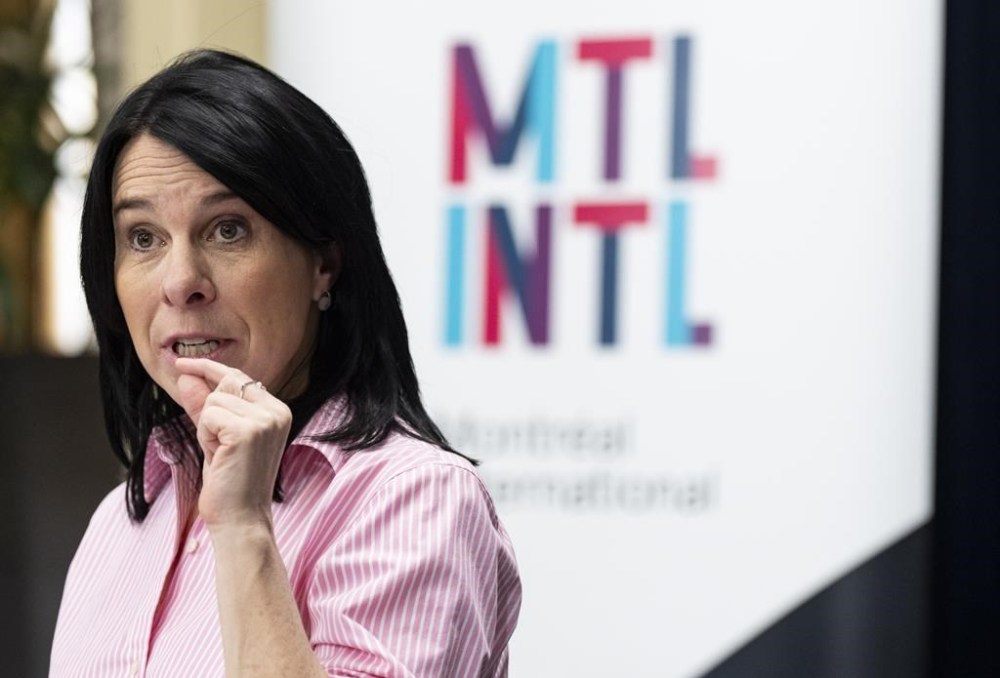 Politicians are denouncing violence and intimidation against Montreal's Jewish community after bullet-shaped holes were found in a restaurant window. Montreal Mayor Valerie Plante speaks during a press conference in Montreal, Monday, Feb. 26, 2024. THE CANADIAN PRESS/Christinne Muschi