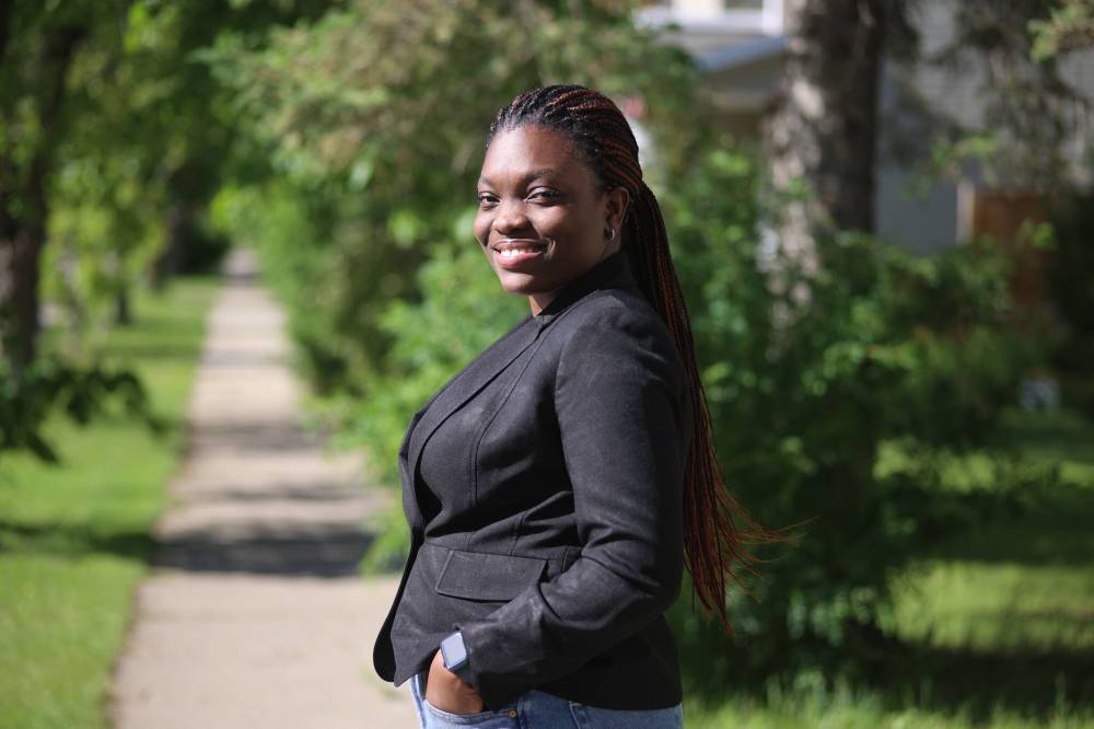 Tolulope Oke, a fourth-year business administration student at Brandon University, also works as a customer service representative at the Bank of Montreal on Rosser Avenue. (Photos by Abiola Odutola/The Brandon Sun)