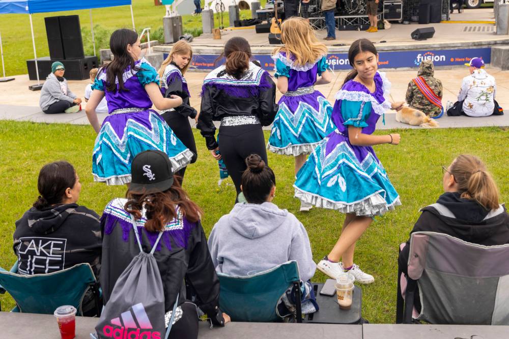 The D-Town Steppers rehearse for a National Indigenous Peoples Day performance at the Riverbank Discovery Centre in 2022. (File)