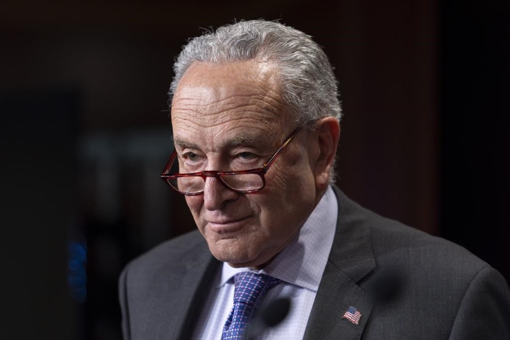 Senate Majority Leader Chuck Schumer, D-N.Y., speaks to reporters just after Senate Republicans blocked legislation that would make it a right nationwide for women to access in vitro fertilization and other fertility treatments, at the Capitol in Washington, Thursday, June 13, 2024. Schumer forced a vote on the matter in an effort to drive an election-year contrast on reproductive care. (AP Photo/J. Scott Applewhite)