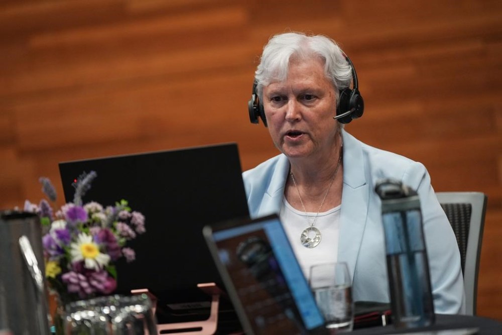British Columbia's Representative for Children and Youth Jennifer Charlesworth speaks during an online media availability after releasing a report highlighting significant gaps in systems of care for children and youth, in Vancouver, on Tuesday, July 16, 2024. THE CANADIAN PRESS/Darryl Dyck
