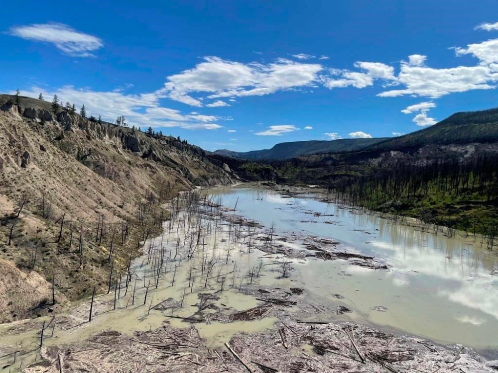 A landslide along the Chilcotin River near Williams Lake, B.C. is shown in this recent handout photo. An expert on British Columbia's salmon populations says the massive landslide that blocked off part of Canada's largest sockeye salmon run has created an unprecedented situation potentially putting the already struggling fish at even more risk. THE CANADIAN PRESS/HO-Central Cariboo Search and Rescue *MANDATORY CREDIT *