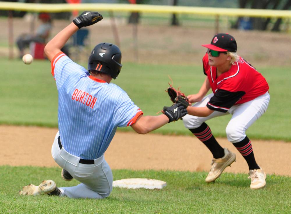 Oildome second baseman Jayce Dales bobbled the incoming throw from his catcher Jonah Artz which allowed Brandon Marlins outfielder Cason Burton to be called safe on his second inning steal. Burton and his teammates would open the three-day Baseball Manitoba 15U AAA provincial qualifying tournament with a 14-5 win over Oildome, then defeated Midwest 12-3 after starting the game down 3-0.