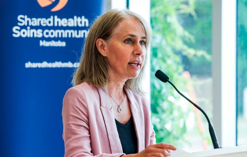 Lanette Siragusa, CEO, Shared Health, speaks during press conference in Winnipeg, June 16, 2023. Manitoba's provincial health authority is examining what went wrong after a family received -- and buried -- the remains of what was supposed to be their loved one only to later find out it was the wrong person. Shared Health says it takes full responsibility for the error and is investigating it. THE CANADIAN PRESS/John Woods