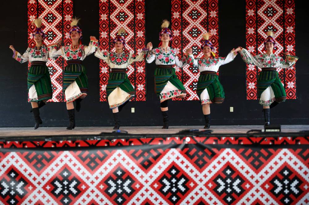 Dancers with the Yalenka Ukrainian Dancers Society perform in the talent competition during the opening day of Canada’s National Ukrainian Festival at Selo Ukraina south of Dauphin on Friday.