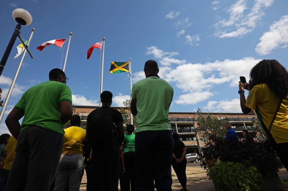 The Jamaican flag flies at Brandon City Hall after a ceremony in August. (File)