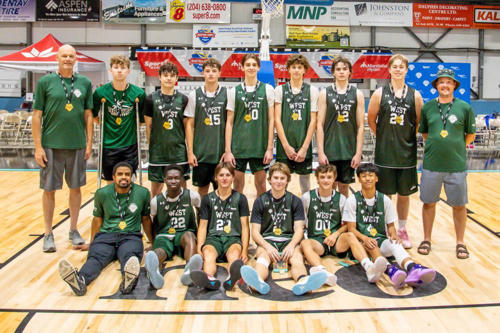 Team West No. 1 won the gold medal in boys' basketball at the Manitoba Games in Dauphin on Wednesday. (Pederson Photographic)