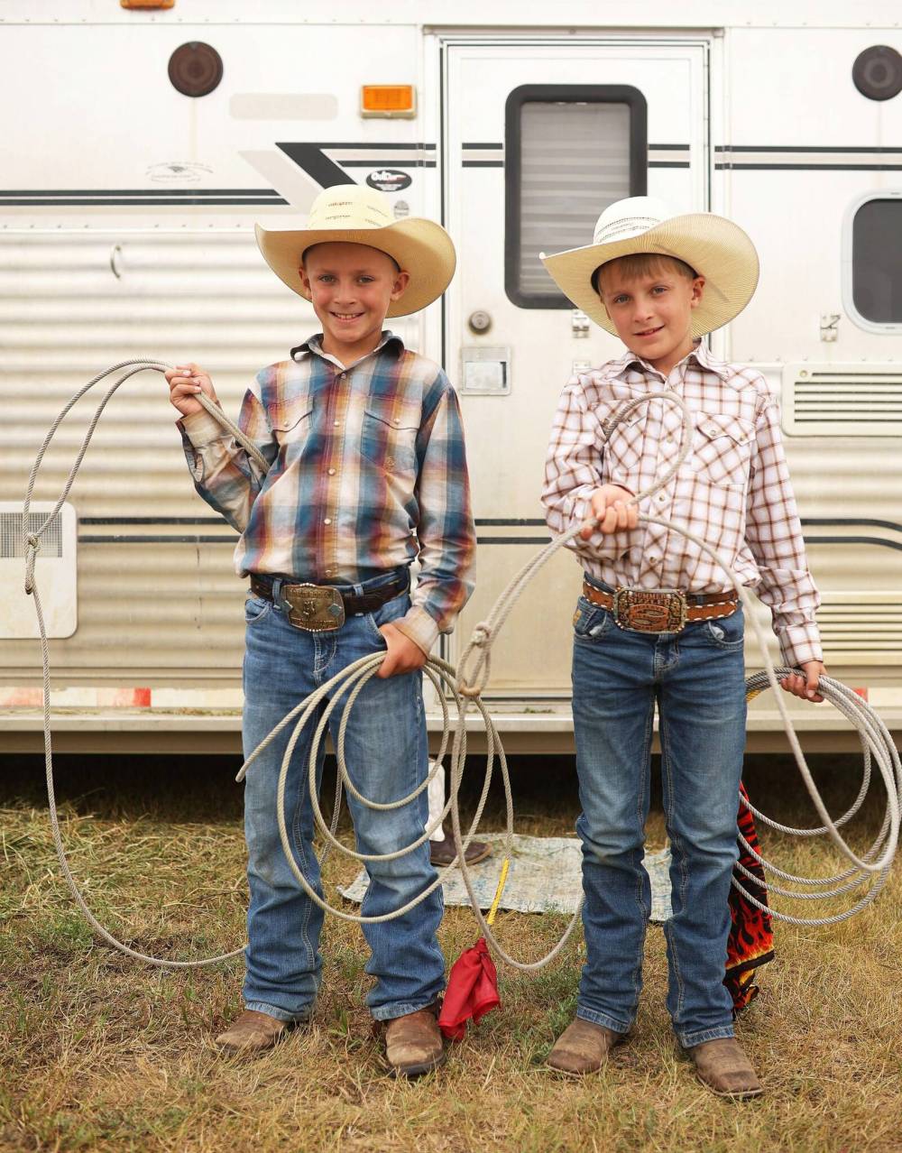 Brothers Klay and and Blake Main, 10, are competing in the goat tying and breakaway events.