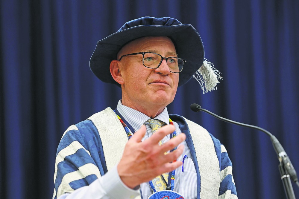 Brandon University's board of governors reports that the search to replace outgoing president David Docherty, shown here, has been narrowed to three candidates. (File)