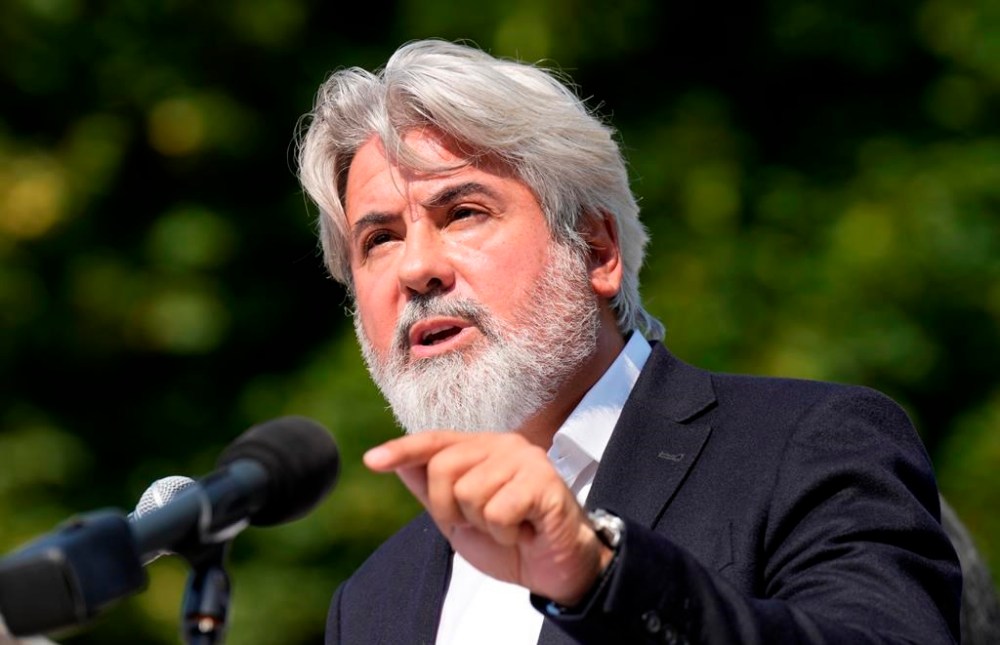 Pablo Rodriguez announces his resignation as transport minister during a press conference in Gatineau, on Thursday September 19, 2024. THE CANADIAN PRESS/Adrian Wyld