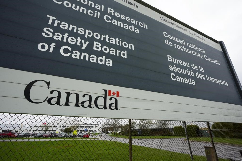 Transportation Safety Board of Canada (TSB) signage is pictured outside TSB offices in Ottawa on May 1, 2023. THE CANADIAN PRESS/Sean Kilpatrick