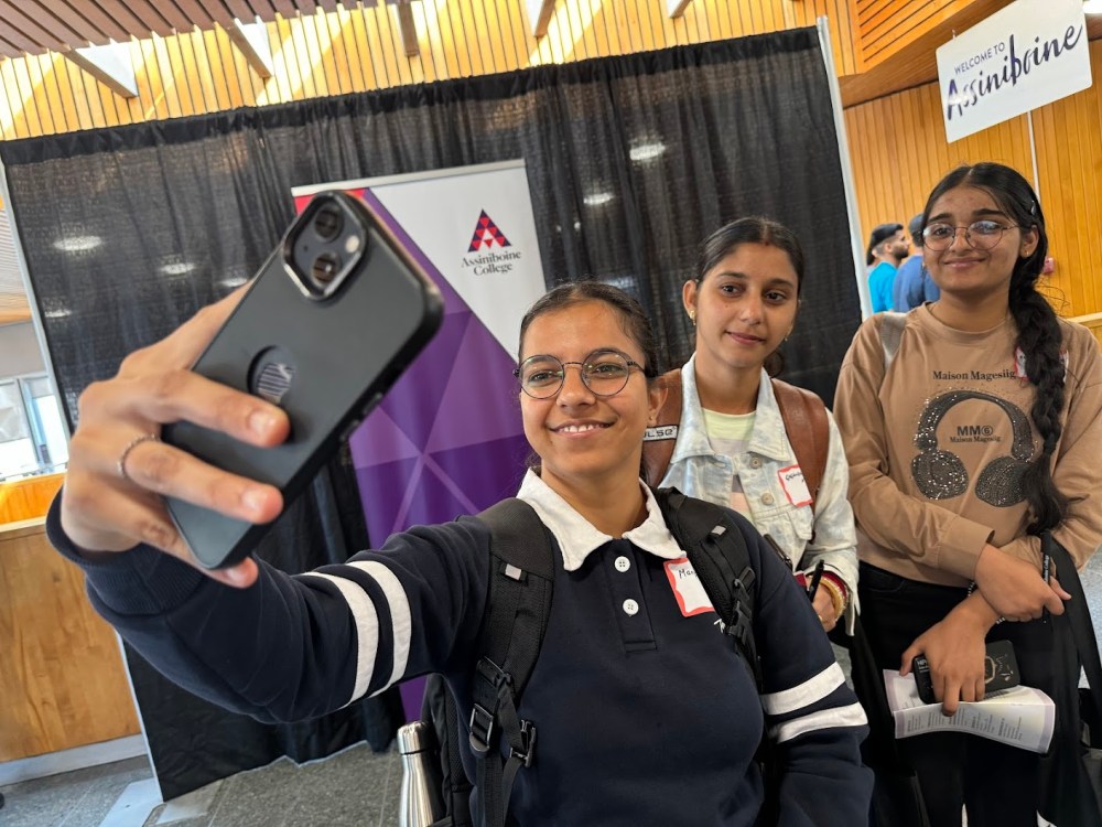 Assiniboine College students take a picture during Orientation Day on Tuesday. (Submitted)