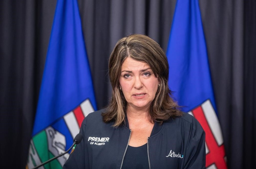 Alberta Premier Danielle Smith speaks at a press conference in Edmonton, Thursday, July 25, 2024. THE CANADIAN PRESS/Jason Franson