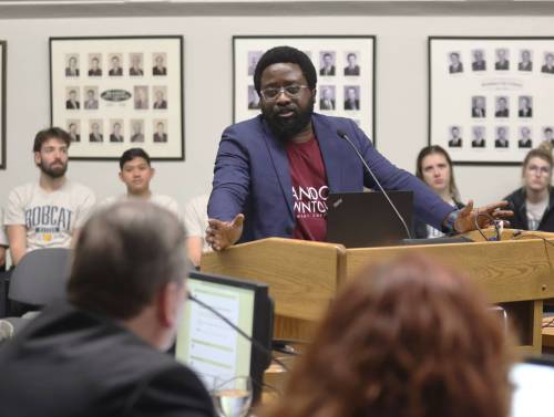 Emmanuel Ahaneku, executive director of the Brandon Downtown Development Corporation, makes a funding request for $25,000 to city council during Monday's regular meeting. Deveryn Ross writes that it's time to rein in the expectation that taxpayers are going to pay for business development, especially for questionable ideas and before the businesses themselves have made significant investment.  (File)
