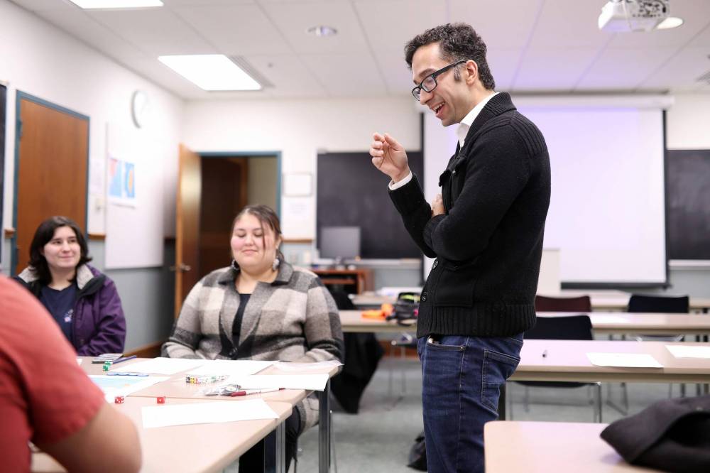 Assiniboine College’s Chris Hunt leads students from his Strategies of Major Powers class in a China-Taiwan Tensions Wargame last year when he was serving as a sessional instructor at Brandon University. On Tuesday, Hunt will draw from his military background to discuss the potential security impacts of next month’s U.S. election at a campus event at the John E. Robbins Library’s Gathering Space. (File)
