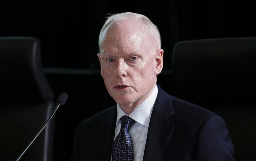 David Morrison appears as a witness at the Public Inquiry Into Foreign Interference in Federal Electoral Processes and Democratic Institutions in Ottawa on Thursday, April 4, 2024. Morrison has briefed foreign envoys on foreign interference, saying the intense focus on the issue has created confusion among some diplomats on where their work might cross the line from influence into interference. THE CANADIAN PRESS/Sean Kilpatrick
