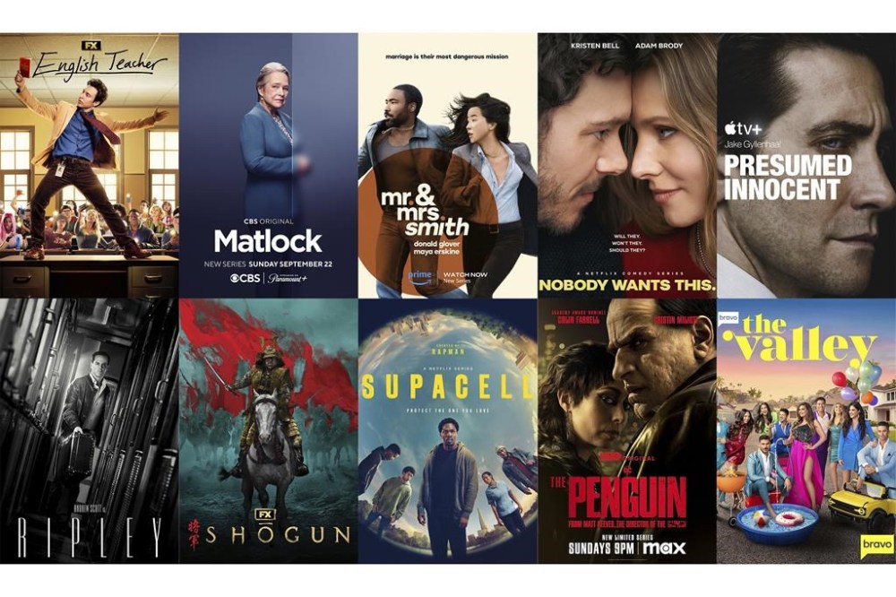 This combination of photos shows promotional art for TV series, top row from left,