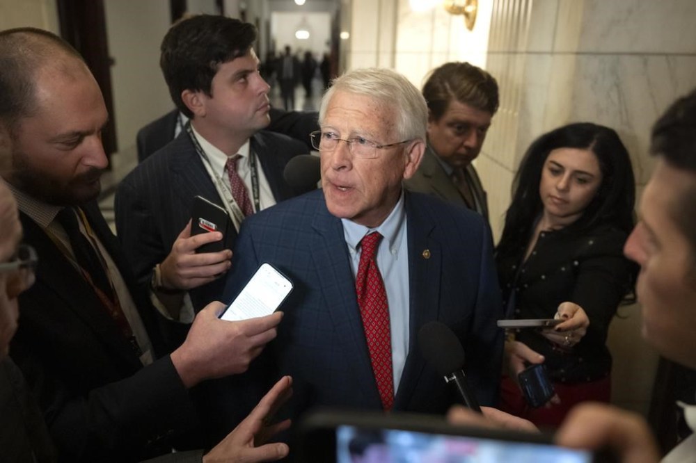 Sen. Roger Wicker, R-Miss., speaks with reporters after meeting with Pete Hegseth, President-elect Donald Trump's pick for Secretary of Defense, on Capitol Hill, Thursday, Nov. 21, 2024, in Washington. (AP Photo/Mark Schiefelbein)