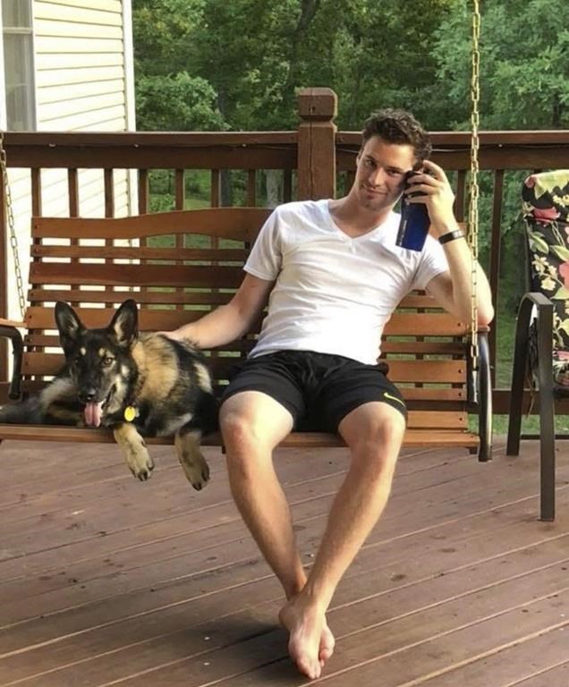 In this undated photo, Travis Timmerman sits on a porch swing in Urbana, Mo. (Stacey Collins Gardiner via AP)