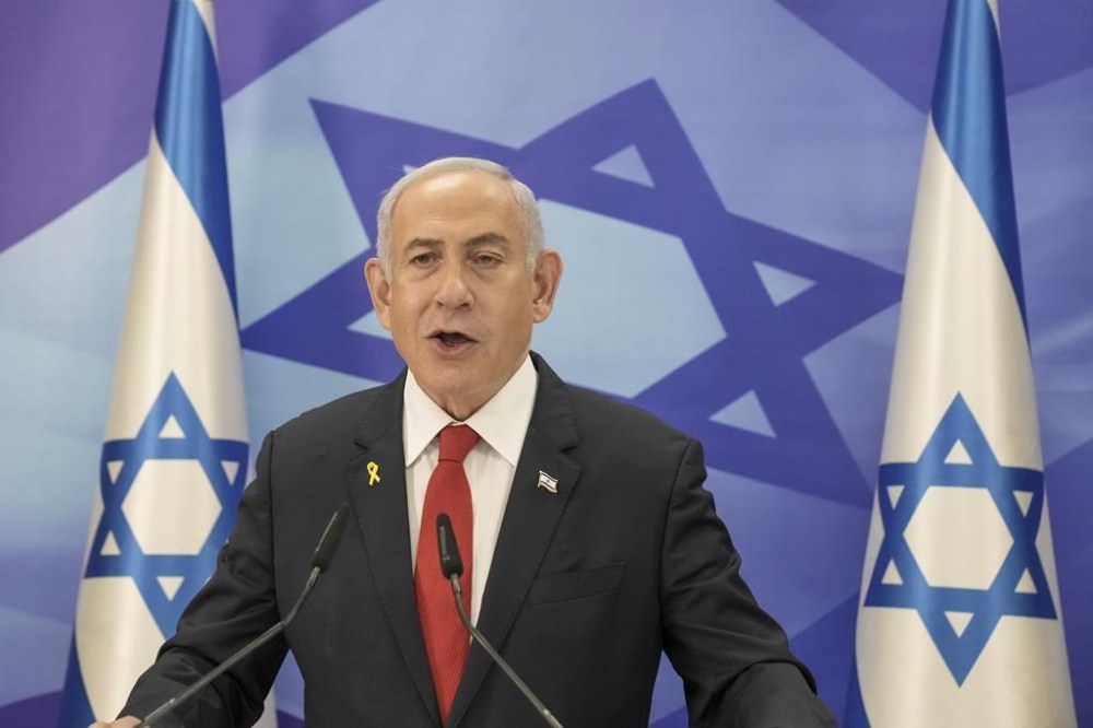 Israeli Prime Minister Benjamin Netanyahu speaks during a press conference in Jerusalem, Monday, Dec. 9, 2024. (AP Photo/Maya Alleruzzo, Pool)