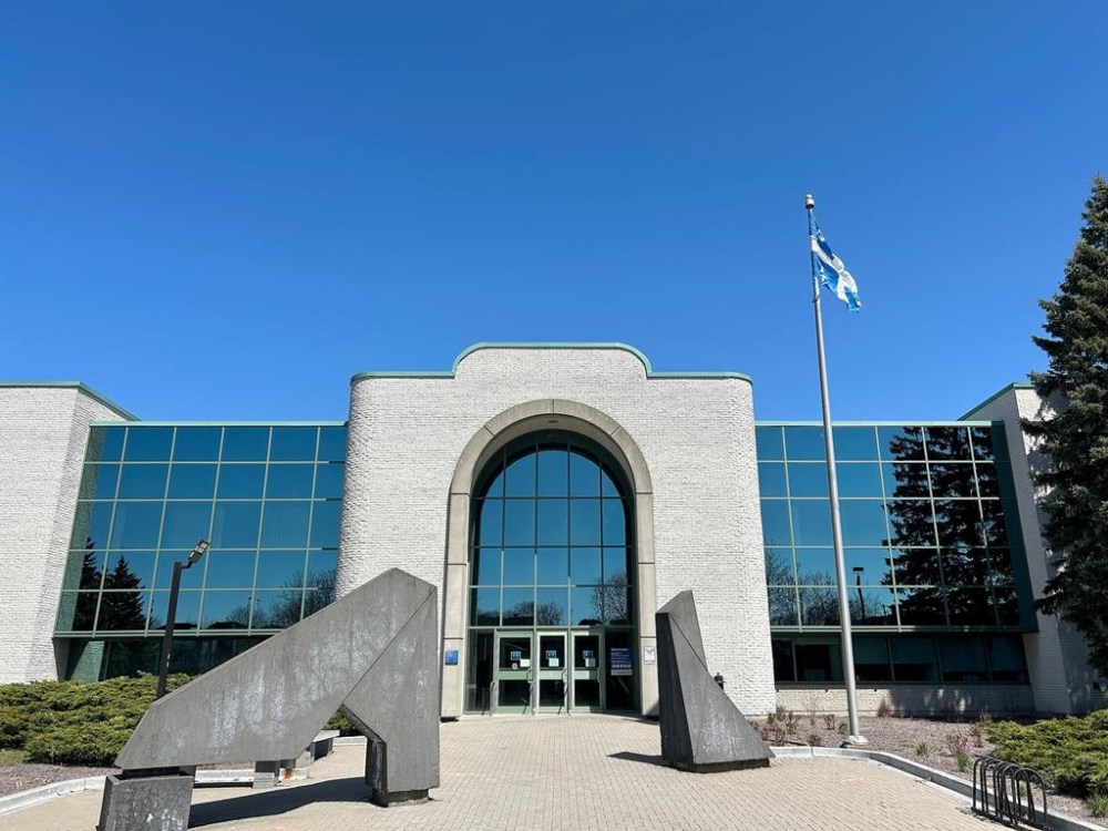The Longueuil, Que., provincial courthouse is seen on April 22, 2024. THE CANADIAN PRESS/Sidhartha Banerjee