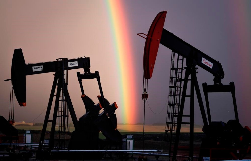 Canadian oil and gas stocks climbed Monday as the country's energy sector absorbed the news of Prime Minister Justin Trudeau's resignation. Pumpjacks draw out oil and gas from wells near Calgary on Monday, Sept. 18, 2023. THE CANADIAN PRESS/Jeff McIntosh