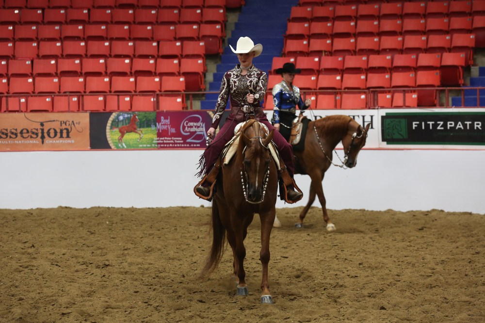 Paige Nolte and Violets Are Blue J compete on their way to becoming National Champion in their class at the 2019 Canadian National Arabian & Half-Arabian Championship Horse Show. (File)